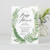 Botanische Fern Baby Dusche Einladung (Stehend Vorderseite)