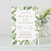 Botanische Fern Bridal Dusche Einladung (Stehend Vorderseite)
