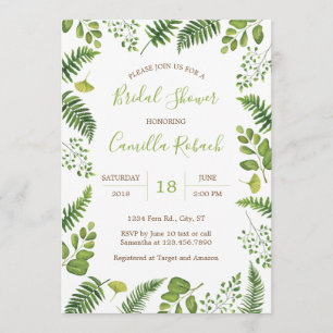 Botanische Fern Bridal Dusche Einladung