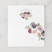 Botanische Figuren und Berry Burgund Blumenhochzei Platzkarte (Außenseite Aufgefaltet)