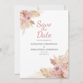 Botanische Flachkarte Pink Boho Save the Date (Vorderseite)