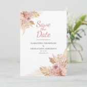Botanische Flachkarte Pink Boho Save the Date (Stehend Vorderseite)