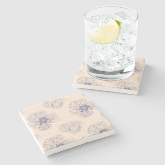 Botanische Flasche Poppy Steinuntersetzer (Seitenansicht)