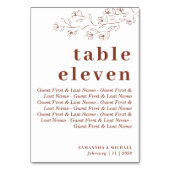 Botanische Flora Gäste des Terracotta Indie Sitzpl Tischnummer (Rückseite)