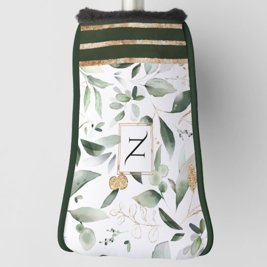 Botanische Flora-Glitzer-Monogramm Golf Headcover (Rotieren 90)
