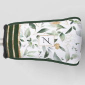 Botanische Flora-Glitzer-Monogramm Golf Headcover (Vorderseite)