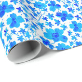 Botanische Flora in Deep Blue und White Geschenkpapier (Rolleneckpunkt)