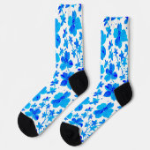 Botanische Flora in Deep Blue und White Socken (Linkes Detail)