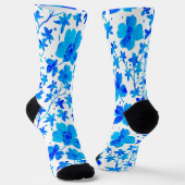 Botanische Flora in Deep Blue und White Socken (Gewinkelt)