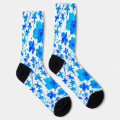Botanische Flora in Deep Blue und White Socken (Rechts)