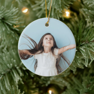 Botanische Florale Eleganz Weihnachtsfoto Keramik Ornament