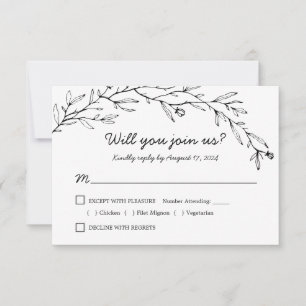 Botanische florale Hochzeits-RSVP mit Essensauswah RSVP Karte