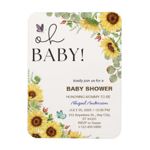Botanische Florale Mädchen-Baby-Shower-Einladungen Magnet