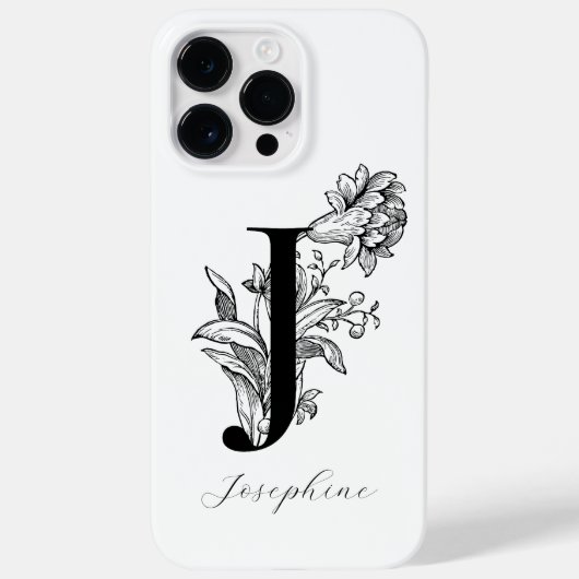 Botanische florale Monogramm Buchstaben J Name Case-Mate iPhone Hülle (Rückseite)