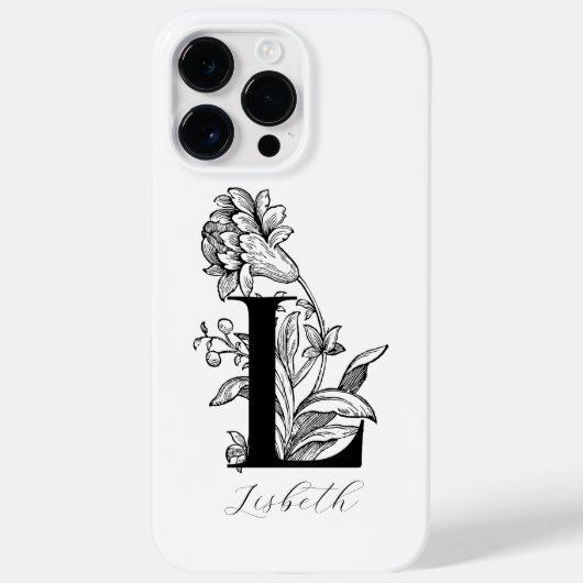 Botanische florale Monogramm Buchstaben L Name Case-Mate iPhone Hülle (Rückseite)
