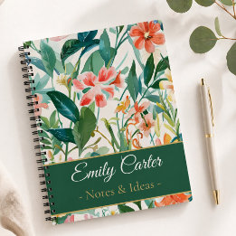 Botanische Florale Personalisierte Namensnotizen u Notizblock