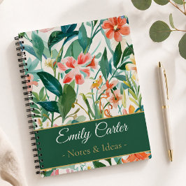 Botanische Florale Personalisierte Namensnotizen u Notizblock