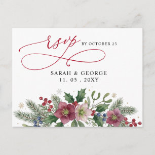 Botanische Florale Winter Weihnachten Hochzeit Rsv Postkarte