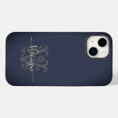 Botanische Flotte Blau und Gold V Name Monogram Case-Mate iPhone Hülle (Rückseite (Horizontal))