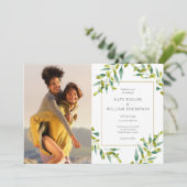Botanische Foliage-Fotos Hochzeit im Grünen Einladung (Stehend Vorderseite)