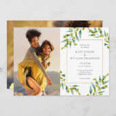 Botanische Foliage-Fotos Hochzeit im Grünen Einladung (Vorne/Hinten)