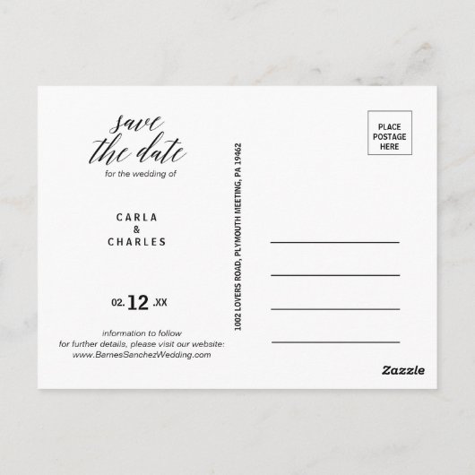 Botanische Foliage im modernen Grün Save the Date Postkarte (Rückseite)