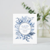 Botanische Foliage Navy Blue Save the Date (Stehend Vorderseite)