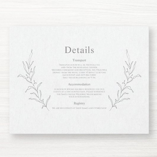 Botanische Foliage Sketch Zeichnend Elegante Moder Begleitkarte