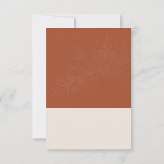 Botanische Foliage Terracotta Monogram Wedding RSVP Karte (Rückseite)