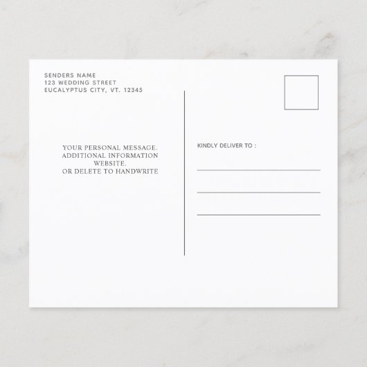 Botanische Folien Save the Date Postkarte (Rückseite)