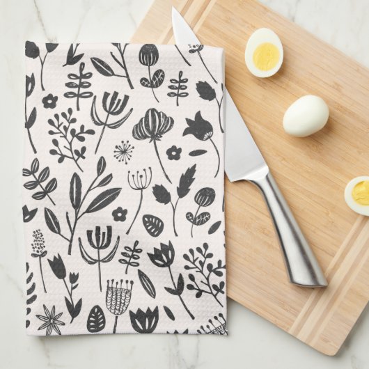 Botanische Folklore Geschirrtuch (Viertel Falte)