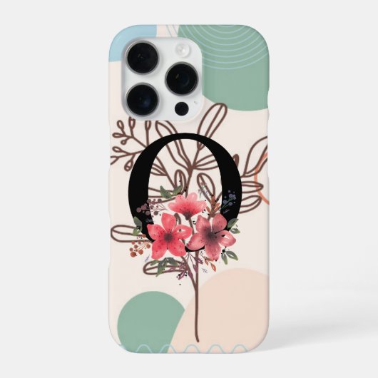 Botanische Form Boho Retro mit Name 1. Hauptstadt iPhone Hülle (Rückseite)