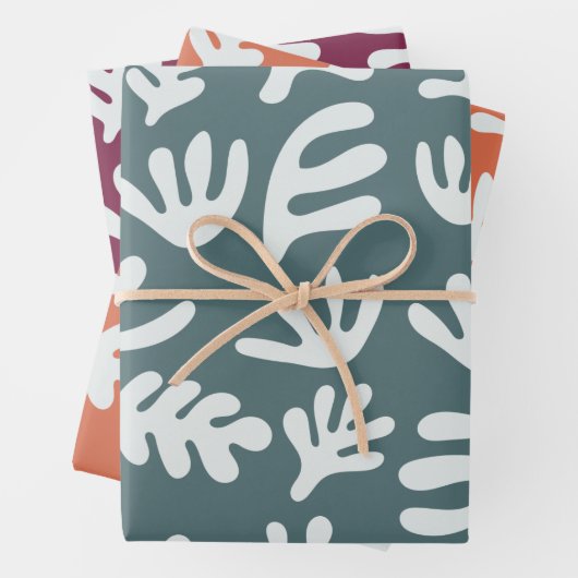 Botanische Formen Boho Matisse Cutout Muster Geschenkpapier Set (Beispiel)