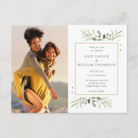 Botanische Fotos Hochzeit Einladungspostkarte (Vorderseite)