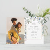 Botanische Fotos in Blumenblättern Einladung (Stehend Vorderseite)