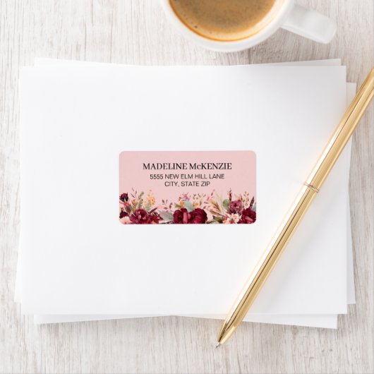 Botanische Frauen in Rosa Adressaufkleber (Insitu)