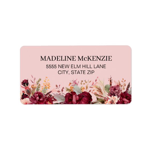 Botanische Frauen in Rosa Adressaufkleber (Vorne)