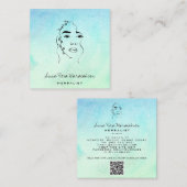 *~* Botanische Frauengrüne Linie Art Quadratische Visitenkarte (Vorne/Hinten)