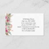 Botanische Frauenkarte Pink Green Floral Business Visitenkarte (Rückseite)