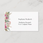 Botanische Frauenkarte Pink Green Floral Business Visitenkarte (Vorderseite)