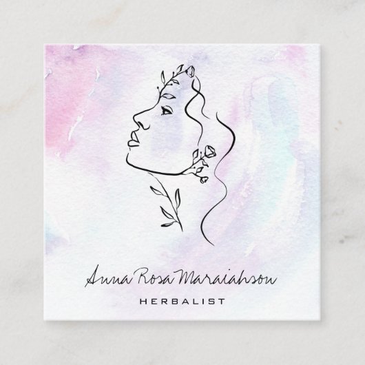 *~* Botanische Frauenline Art Goddess Greenery QR Quadratische Visitenkarte (Vorderseite)