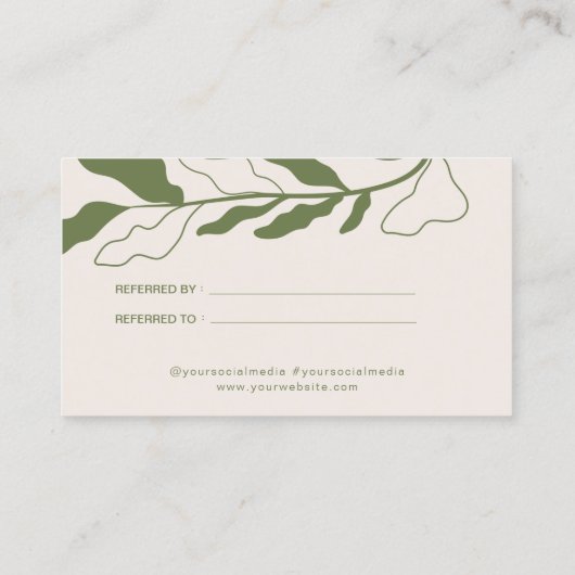 Botanische Freigabe der Liebe-Referenzkarte Empfehlungskarte (Rückseite)