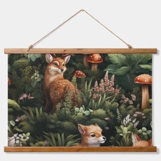 Botanische Freunde des Twilight Forest Wandteppich Mit Holzrahmen