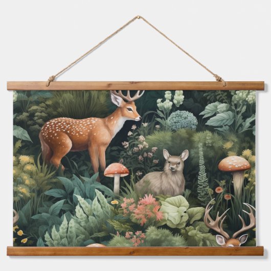 Botanische Freunde des Twilight Forest Wandteppich Mit Holzrahmen (Vorne)