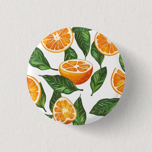 Botanische Frucht Orange Citrus Nahtlos Button (Vorderseite)