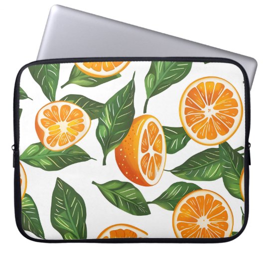 Botanische Frucht Orange Citrus Nahtlos Laptopschutzhülle (Vorderseite)