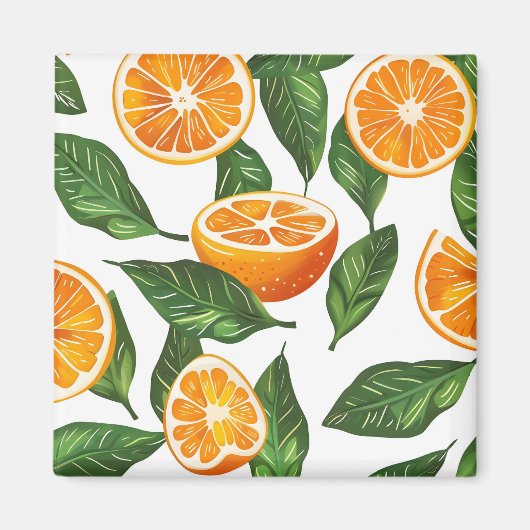 Botanische Frucht Orange Citrus Nahtlos Magnet (Vorne)