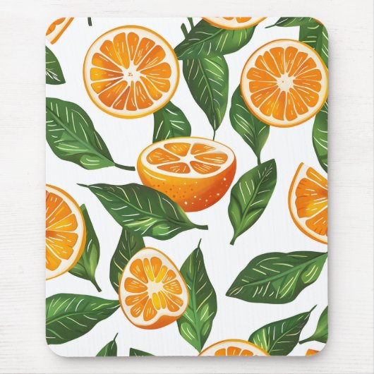 Botanische Frucht Orange Citrus Nahtlos Mousepad (Vorne)