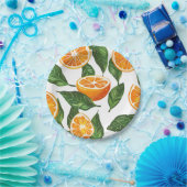 Botanische Frucht Orange Citrus Nahtlos Pappteller (Party)