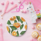 Botanische Frucht Orange Citrus Nahtlos Pappteller (Party)